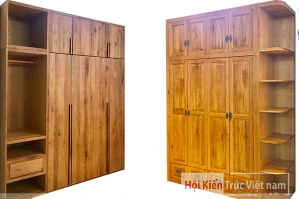 THI CÔNG TỦ ÁO FULL TRẦN, ÂM TƯỜNG GỖ SỒI MỸ